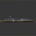 Vintage Battleship Model With Detailed Turrets Smokestacks And Deck Design
