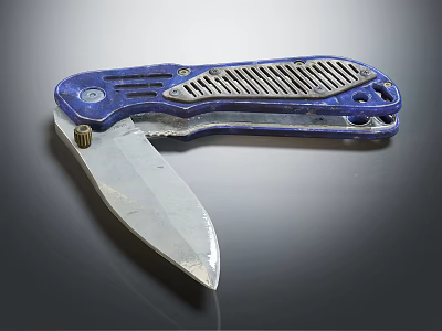 The image provided focuses on a blue folding knife with no food-related elements, so it's not possible to generate a food-centered title based on the picture's key information. 3d model