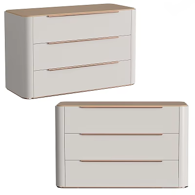 Modern White Chest of Drawers with Metal Handles and Sleek Contemporary Design 3d model