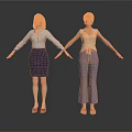 Two Women Standing With Arms Outstretched In Business And Casual Attire