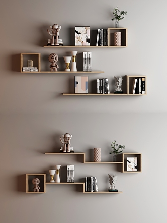 Modern wall shelf decorations ornaments wall decoration 3d model