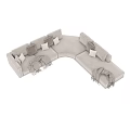 Multi person L shaped Beige Sofa With Throw Pillows And Blankets 3d model