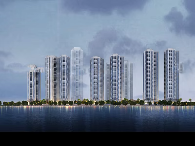 Modern Residential Area High-rise Residential Area Super High-rise Commercial Street Luxury Residential Area Greening 3d model