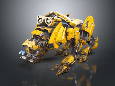 Yellow Mechanical Creature Robot Design With Detailed Structure And Futuristic Features 3d model