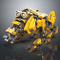 Yellow Mechanical Creature Robot Design With Detailed Structure And Futuristic Features