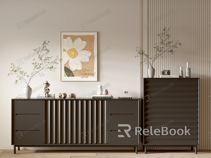 Modern Black Cabinet Whole Cabinet Sideboard Cabinet Balcony Cabinet Storage Cabinet Entrance Cabinet model