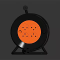 Orange Socket Panel on Black Portable Cable Reel with Four Power Outlets 3d model