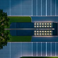 Garden Decorative Feature With Green Plants Lit Lights And MUMIAN Sign On Paved Ground