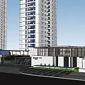 Modern High Rise Residential Complex With Central Green Square And Landscaped Areas
