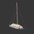 White Sailboat Model With Red Number 915 Mast Ropes And Dark Background Reflection