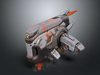 Advanced Spacecraft Mechanical Component Orange Gray Design For Cosmic Exploration Technology 3d model