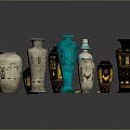Various Hand Carved Vases With Intricate Sculpted Patterns And Colors