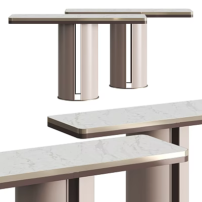 Modern Console Table With Marble Top And Metal Legs For Interior Decor 3d model
