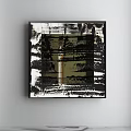 Abstract Painting With Layered Brushstrokes Blue Green Tones And Black Accents