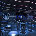 Modern Bar Clear Bar Card Block Area Bar Counter Cashier Bar Cabinet Card Holder Sofa Bistro 3d model