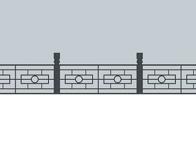 Classic Iron Fence With Decorative Circular Patterns And Vertical Support Posts 3d model