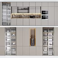 Modern Wine Cabinet With Glass Shelves LED Lighting And Wine Bottle Storage