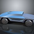 The Blue Futuristic Concept Car With Modern Geometric Design And Large Wheels