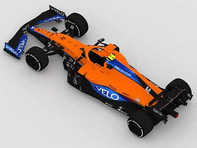 Orange And Blue F1 Style Race Car With Velo Branding And Aerodynamic Design 3d model