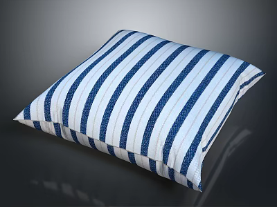 Soft Blue And White Striped Decorative Pillow For Home Living Room 3d model