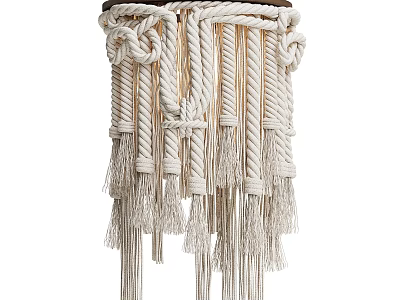 Handmade Woven Rope Chandelier With Natural Tassels Bohemian Decorative Design 3d model