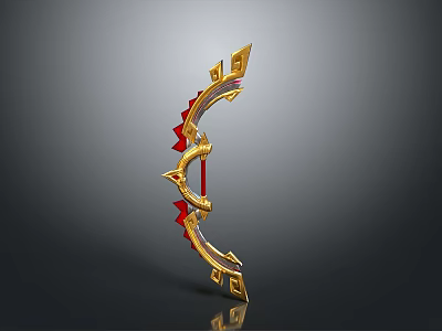 Decorative Architectural Component Golden Curved Design With Red Accents Geometric Patterns And Spiked Details 3d model