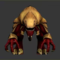 Game Movie Sci Fi Fantasy Creature With Yellow Exoskeleton Red Limbs And Sharp Teeth 3d model