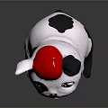 Cute Cartoon French Bulldog with Red Head and Gray White Body Sitting on Black Background