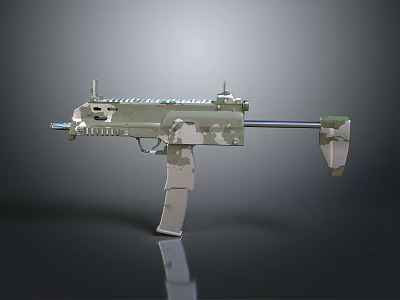 Modern Camouflage Tactical Assault Rifle With Scope Grip And Tactical Accessories 3d model