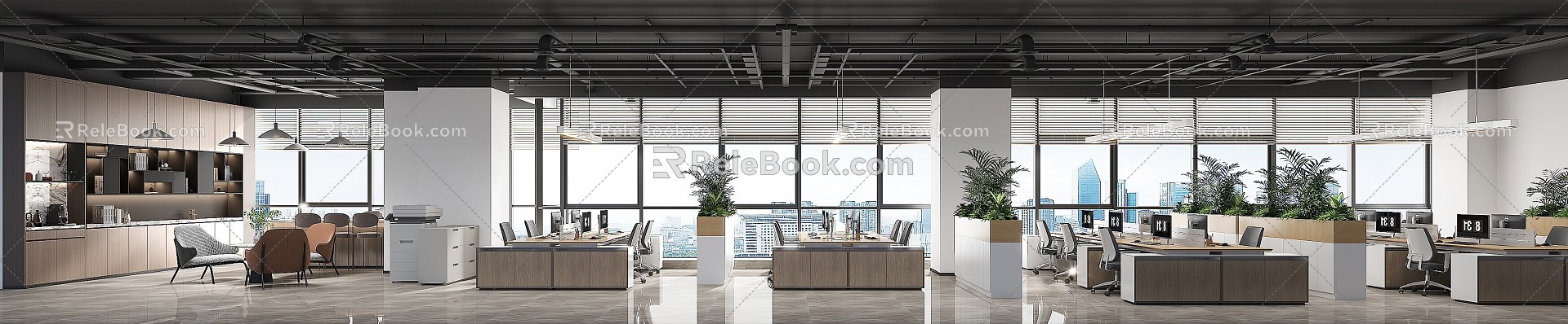 Modern public office area Open office area 3d model