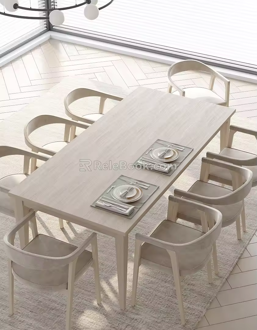 Dining table and chair combination 3d model