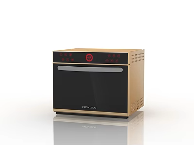 Modern Kitchen Oven with Black and Gold Design Digital Control Panel and ROBAM Brand 3d model