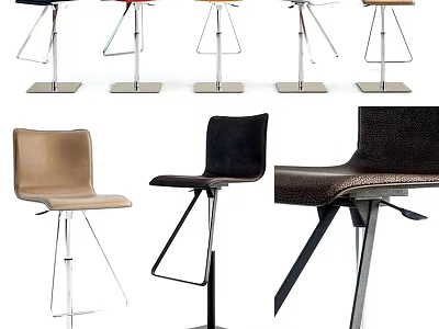 Modern Stylish Bar Stools With Leather Seats And Metal Frame Designs 3d model
