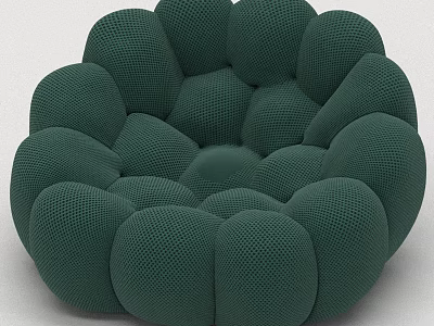 Green Accent Chair With Round Bulb Design And Mesh Texture For Living Room Decor 3d model