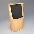 Curved Wooden Open Top Trash Bin With Grid Design For Daily Use