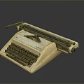Vintage Cream Colored Typewriter With Black Keys And Metal Components On Dark Surface