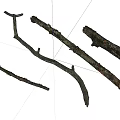 Natural Wood Branches With Moss And Smooth Stone For Rustic Decor 3d model