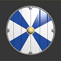 Classic Shield With Blue And White Stripes And Golden Sphere Center Design
