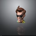 Cartoon Character Head With Brown Spiky Hair Black Sunglasses Smiling In Yellow Green Outfit