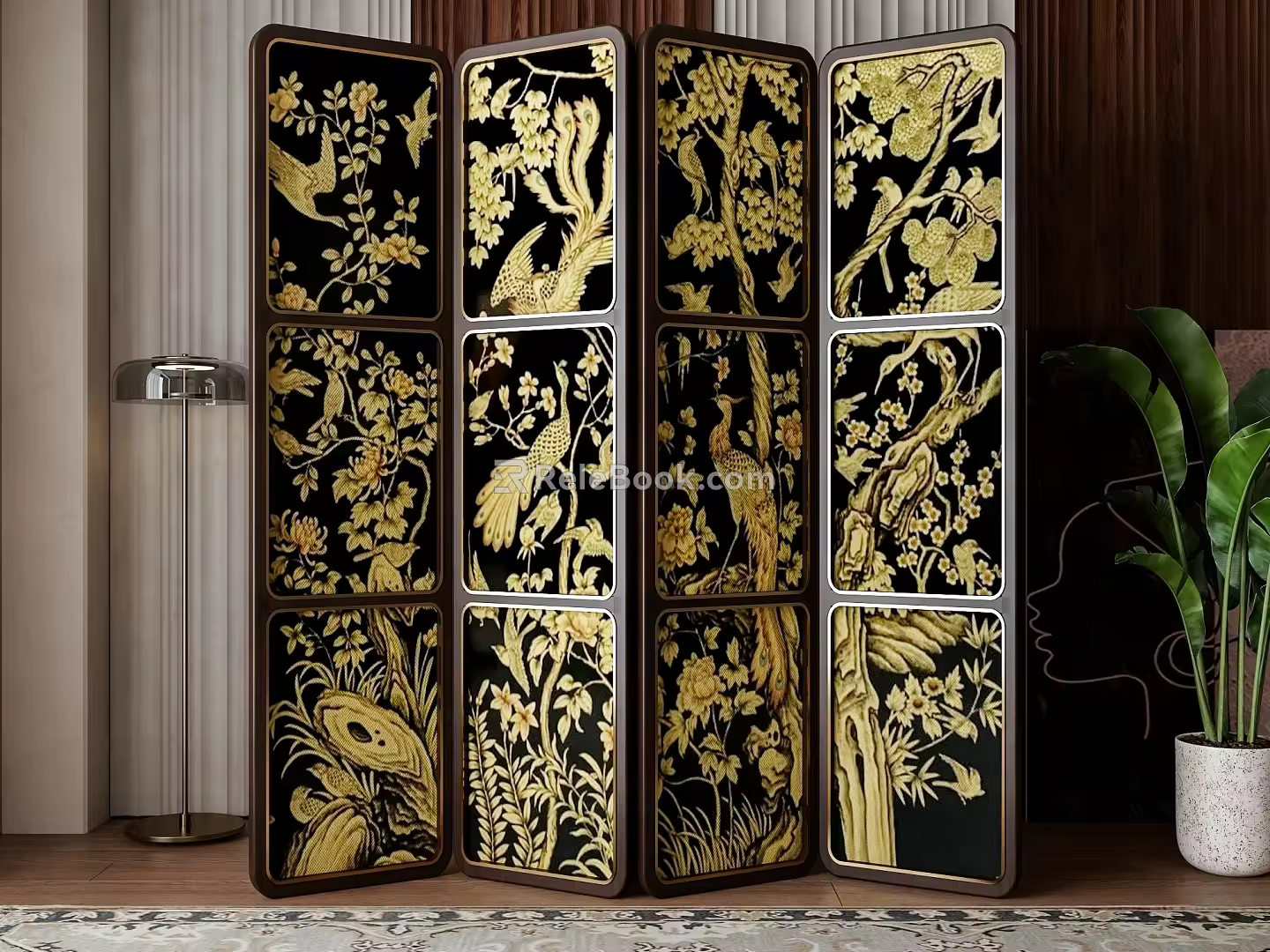 Middle ancient screen partition 3d model