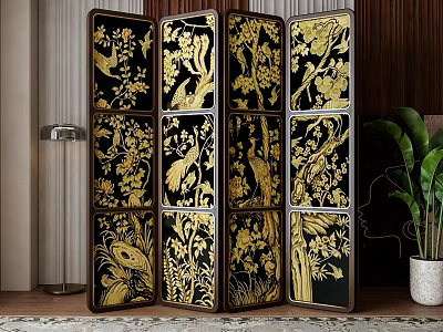 Middle ancient screen partition 3d model