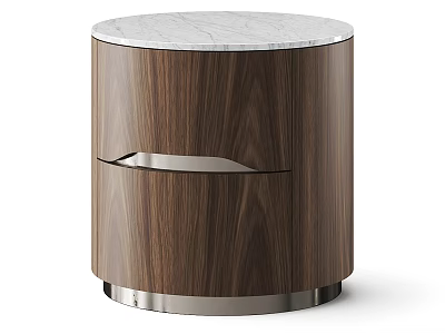 Modern Bedside Table With Wooden Frame Marble Top Drawer And Metal Base 3d model