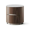Modern Bedside Table With Wooden Frame Marble Top Drawer And Metal Base
