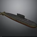 Military Submarine Watercraft Design With Gray Hull Orange Bottom And Conning Tower