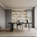 Modern Bedroom Interior With Paneled Wall Upholstered Headboard Table Lamp Accent Chair And Decorative Artwork