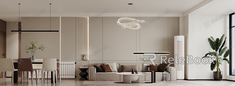 Modern Guest Restaurant Combination Sofa Light Luxury Dining Table TV Background Wall Chandelier Cream Style Modern Living Room Simple G152 model