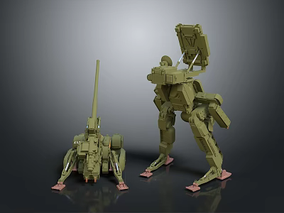 Green Mechanical Game Movie Characters With Sci Fi Robot Design Features 3d model