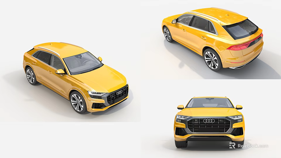 Audi Yellow SUV Modern Exterior Design Front Side Rear View Styling 3d model 
