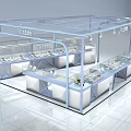 Bright Modern Jewelry Store Showcase Area With Glass Display Cases And Illuminated Jewelry