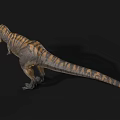 Realistic Tyrannosaurus Rex Dinosaur With Striped Skin Open Mouth And Sharp Teeth On Black Background
